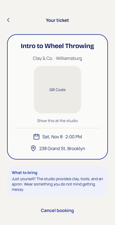 Ticket screen